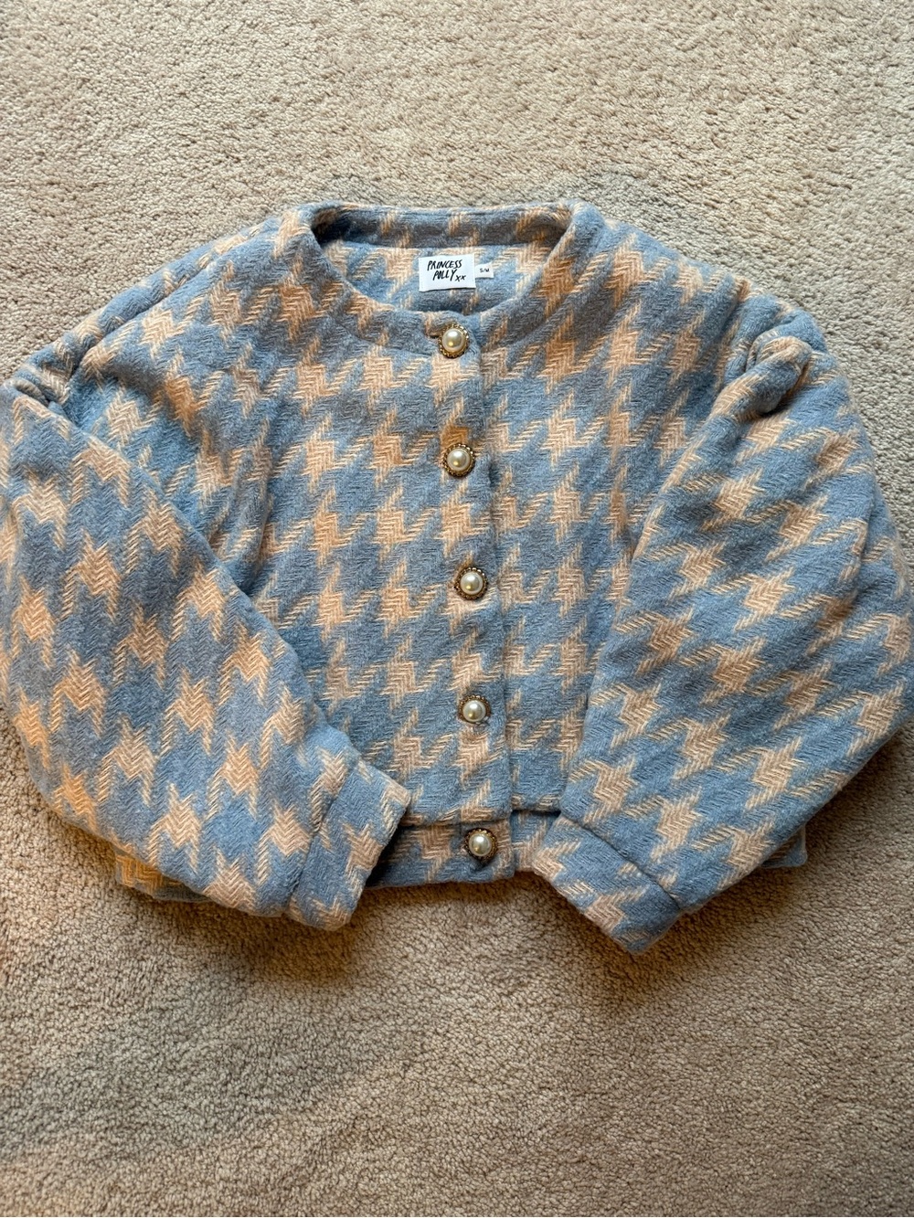 Princess Polly Biana blue houndstooth jacket
